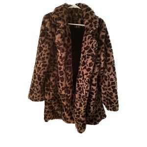 Love Tree Coat Leopard Print Faux Fur Coat/SZ Large